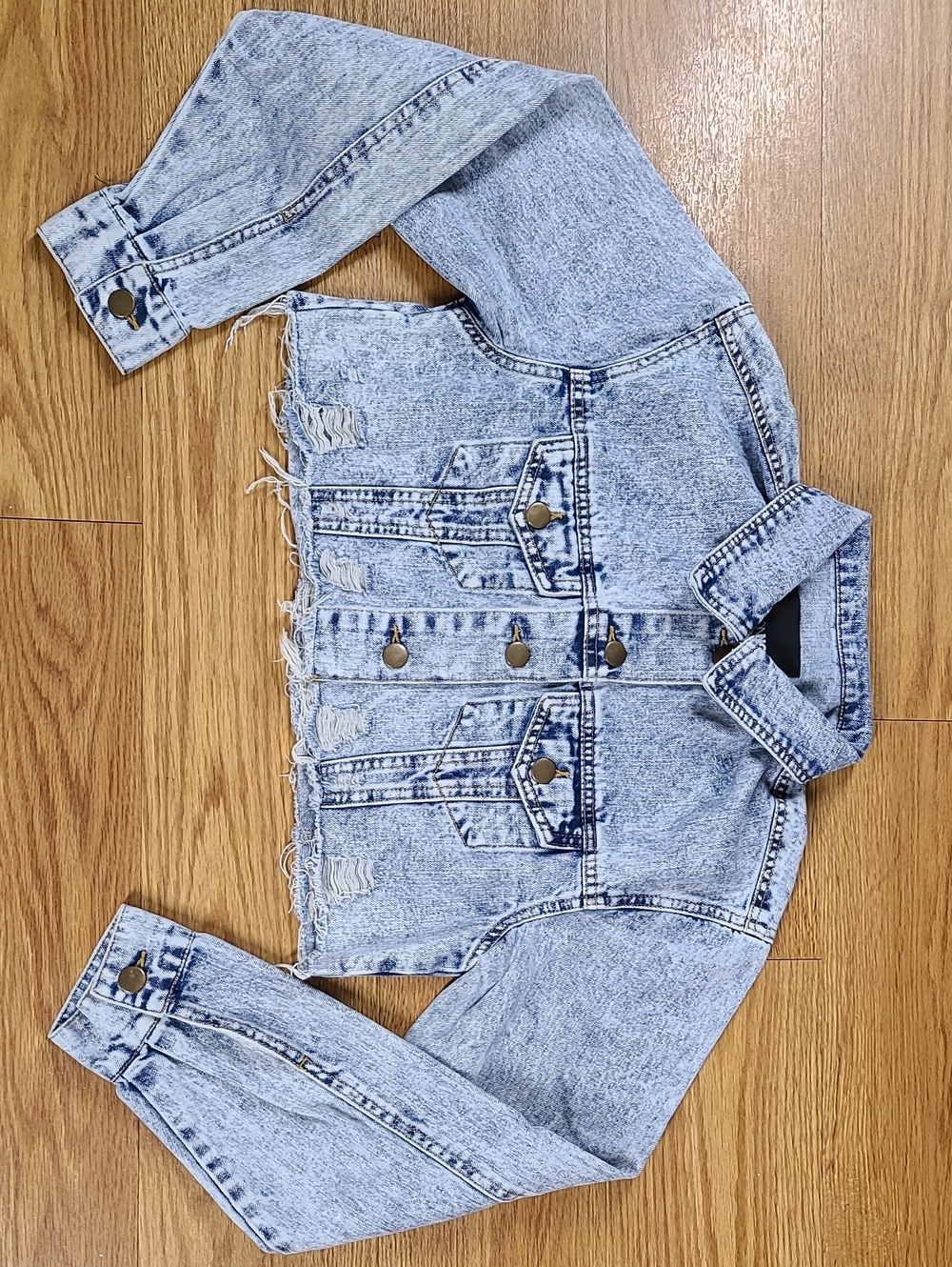 FASHIONNOVA VINTAGE 2013 Y2K GIRLS XS SMALL CROPPED DENIM TRUCKER BUTTON JACKET